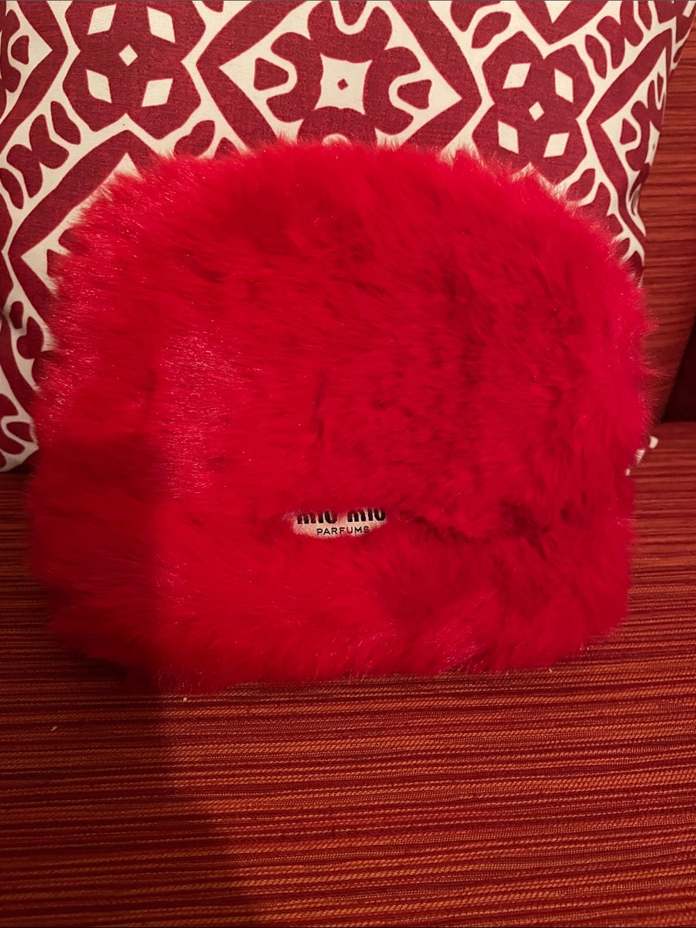 Miu Miu Red Faux Fur Accessory Pouch